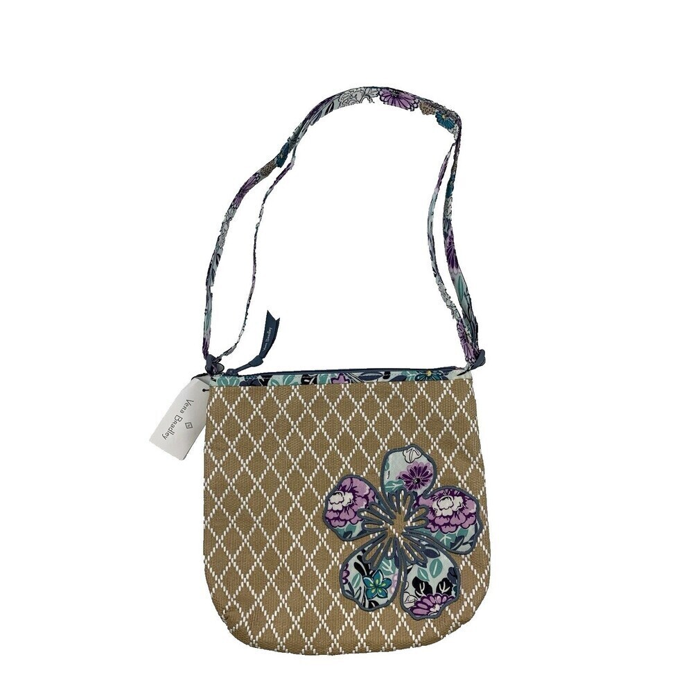 Vera Bradley Beach Crossbody Penelope's Garden Woven Purple Floral New With Tags